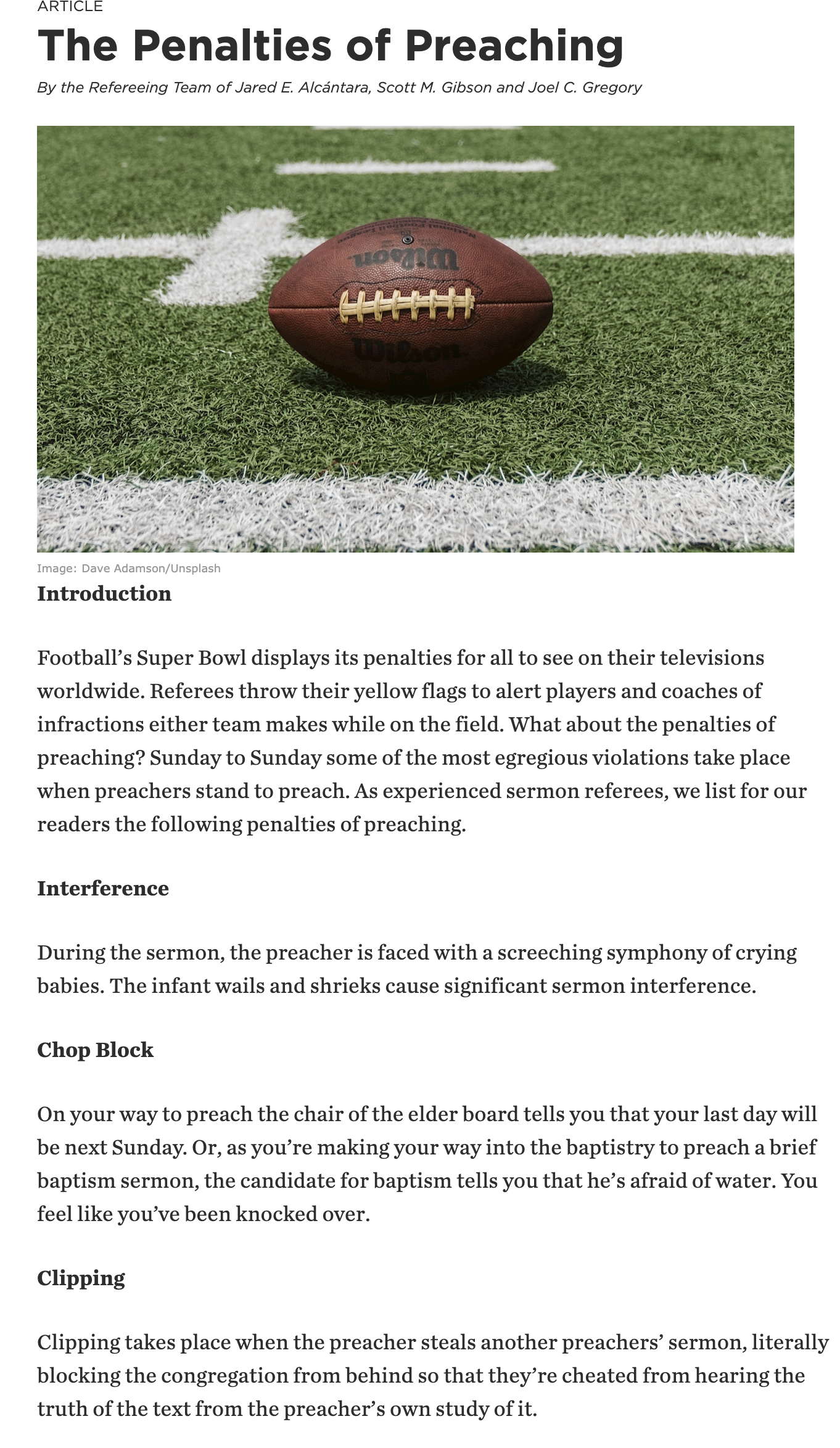 Rhetoric & Homiletics: Preaching On Sunday Is Like Football ...
